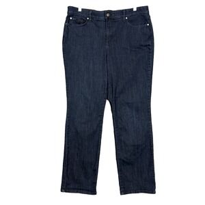 Kim Rogers Jeans Womens 16 Blue Straight Leg Dark Wash Elastic Waist Preppy‎